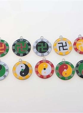 万字符万吊坠双面先天八卦黄铜3厘米一面万字福一面三元太极项链