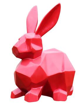 玻璃钢几何抽象切面卡通兔子雕塑户外园林景观小区地产装饰摆件大