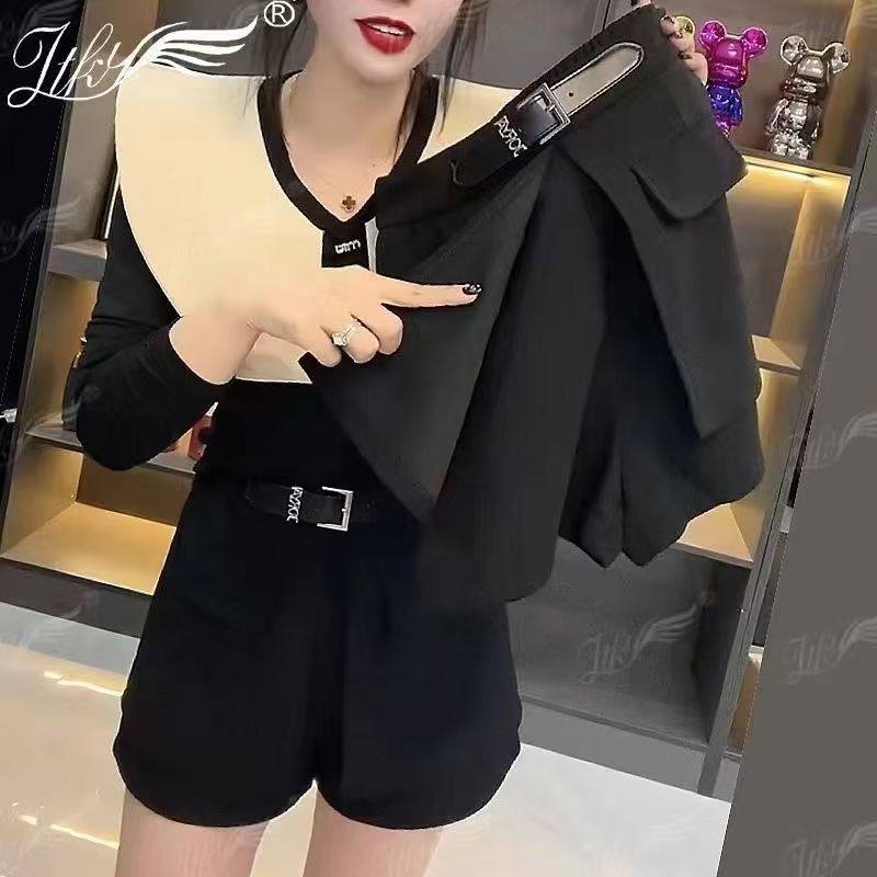 高腰阔腿短裤女秋冬2024新款女士外穿裙裤宽松A字假两件打底靴裤,淘宝优惠券,粉丝福利购,淘宝优惠卷