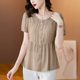 纯色短袖衬衫女夏季2025新款中年妈妈装洋气减龄高端大码上衣小衫