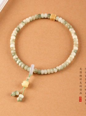 白玉菩提双圈手串女绕指柔文玩菩提子佛珠男学生盘玩渐变手链礼物