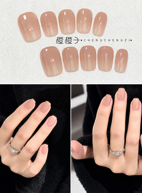 手工裸色穿戴甲中长款冰透嬛嬛甲