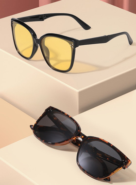 男女同款偏光太阳镜通用折叠眼镜女时尚墨镜男TR超轻司机夜视镜