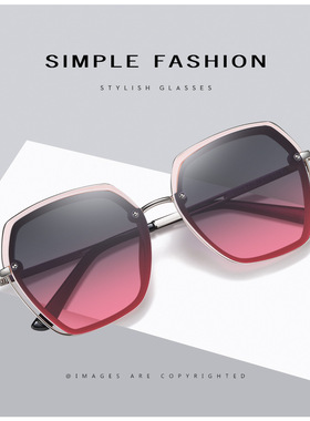 新款女士偏光太阳镜时尚年轻个性防紫外线墨镜多边框质感潮流眼镜