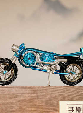 纯手工制作开学摩托车模型摆件