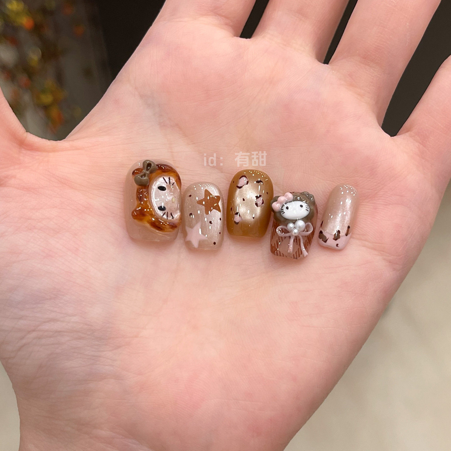 可爱穿戴甲短款手工法式指甲贴片2025新款高级感秋冬琥珀穿戴美甲,淘宝优惠券,粉丝福利购,淘宝优惠卷