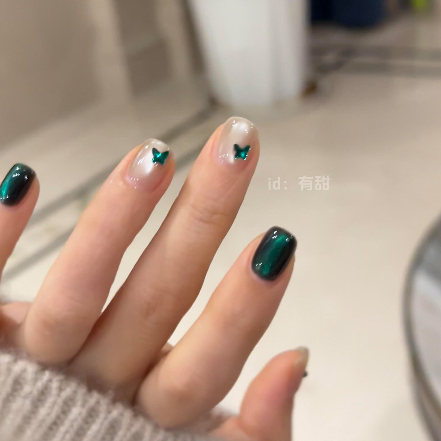 猫眼穿戴甲2025新款高级感绝美穿戴美甲短款秋冬手工蝴蝶指甲贴片,淘宝优惠券,粉丝福利购,淘宝优惠卷