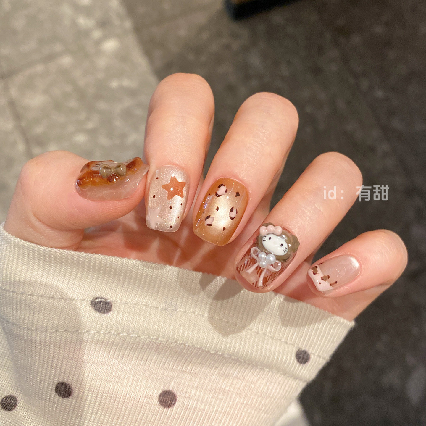 可爱穿戴甲短款手工法式指甲贴片2025新款高级感秋冬琥珀穿戴美甲,淘宝优惠券,粉丝福利购,淘宝优惠卷