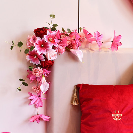 门框仿真角花装饰结订婚房床头客厅布置婚礼庆屋顶墙角花艺套装