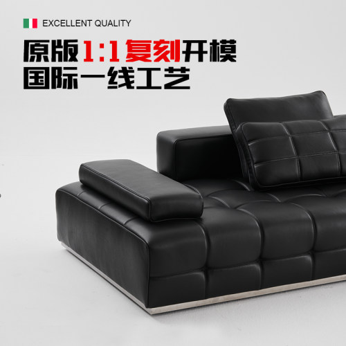劳伦斯真皮沙发2026新款高端原版高定黑色直排客厅时增牛皮沙发 - 图0