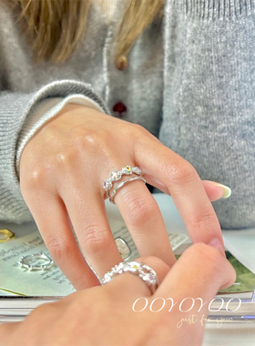 925银小众冷淡风四色锆开口戒指