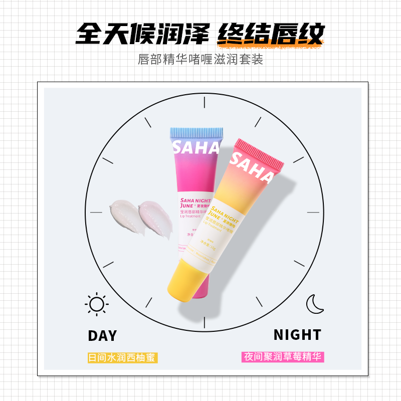 夏夜撒哈淡化唇纹去死皮补水润唇膏 夏夜撒哈唇膜