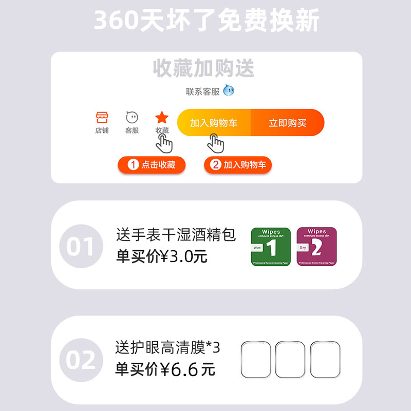 适用小天才手表Z9/Z8少年版Z7/Z5透明保护壳可爱印花Z6/Z11/D2/D3透色磁吸表带Q1A/Q2A钢化膜卡通表套z10配件 - 图2
