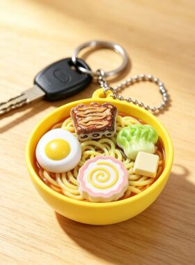 【拉面解压按键仿真食物包挂件】