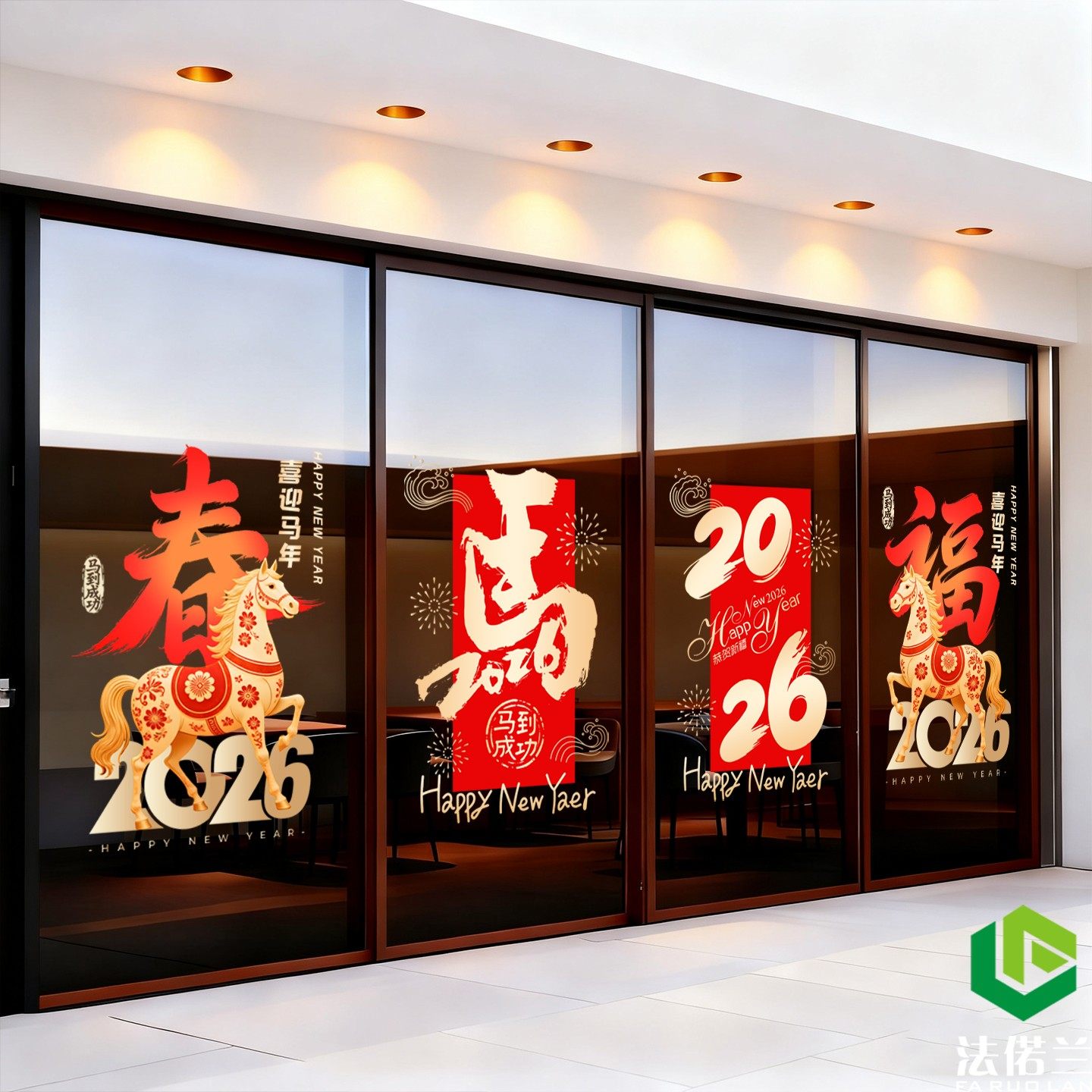 恭喜发财2026新年大门贴纸春节窗花店铺玻璃推拉门新年快乐玻璃贴,淘宝优惠券,粉丝福利购,淘宝优惠卷