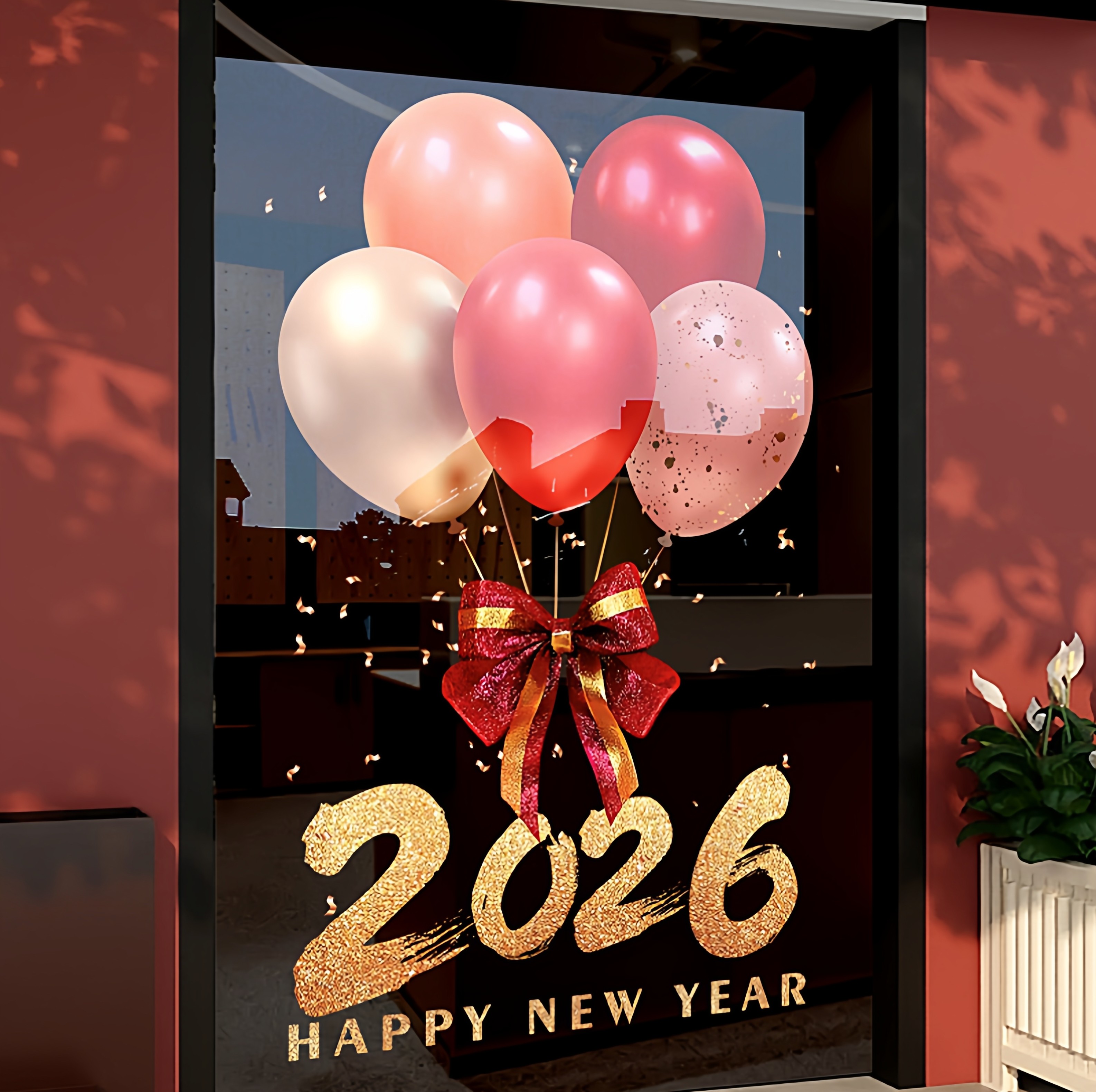 新年春节玻璃门贴纸静电气球贴2026马年商场装饰窗花元旦过年窗贴,淘宝优惠券,粉丝福利购,淘宝优惠卷