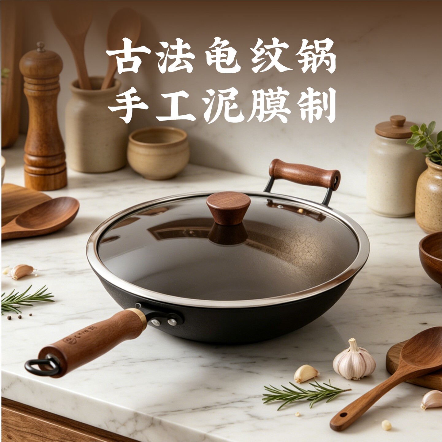 四川宏江江油传统生铁炒菜锅无涂层铁锅家用炒锅不粘锅铸铁龟纹锅