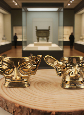 三星堆桌面黄铜工艺品摆件