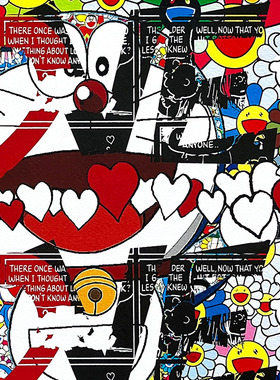 DeathNYC亲签限量版画机器猫装饰画挂画村上隆太阳花客厅卧室壁画