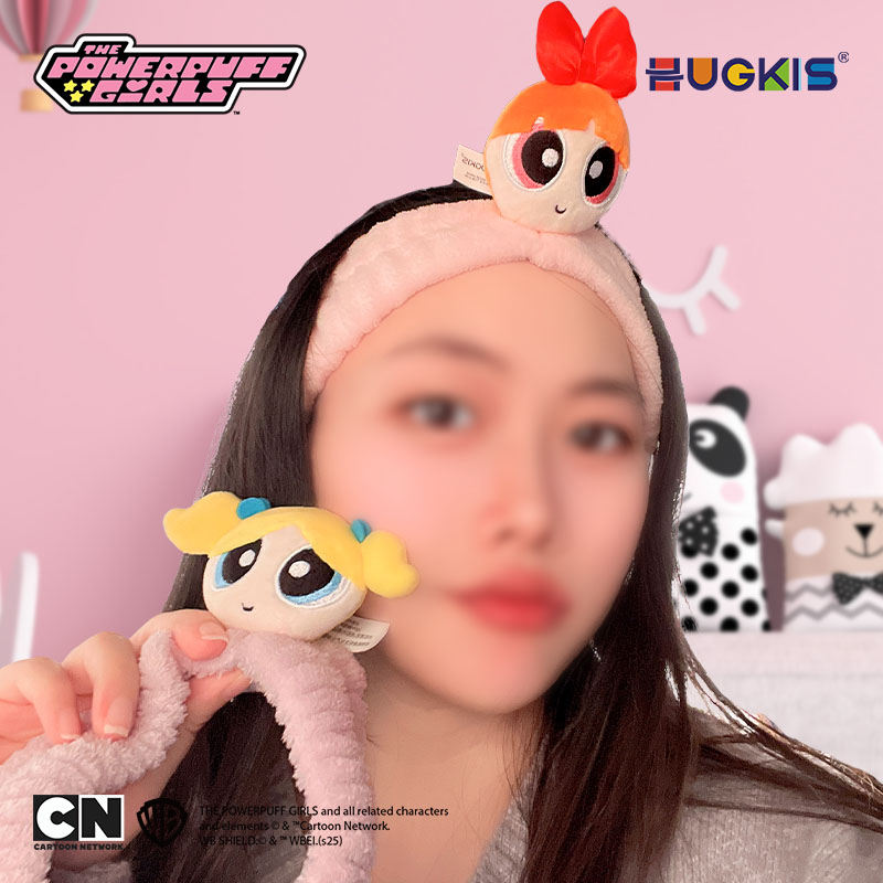 HUGKIS飞天小女警毛绒束发带可爱卡通敷面膜发箍女生洗脸专用发带 - 图1