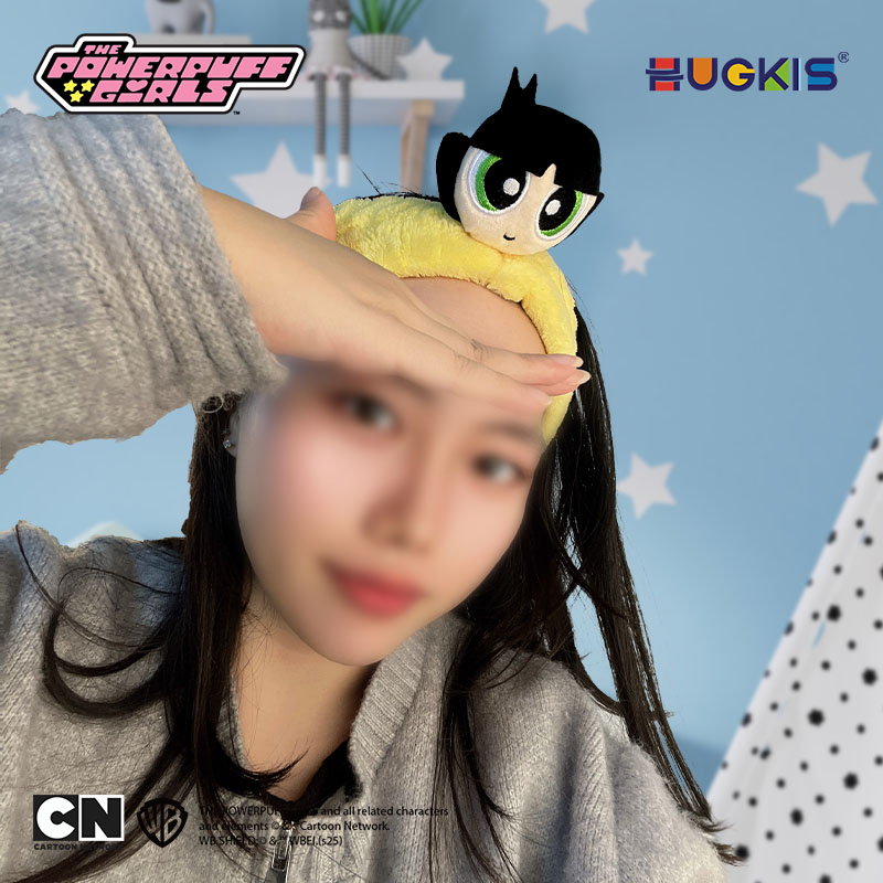 HUGKIS飞天小女警毛绒束发带可爱卡通敷面膜发箍女生洗脸专用发带 - 图3