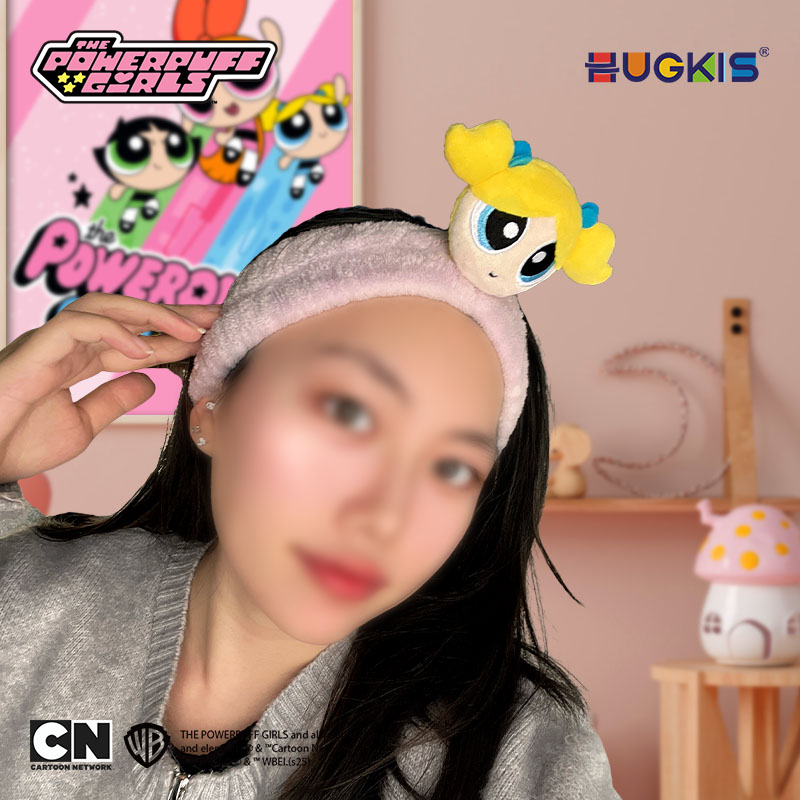 HUGKIS飞天小女警毛绒束发带可爱卡通敷面膜发箍女生洗脸专用发带 - 图2