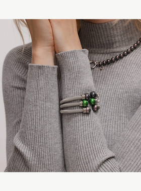 Majorica美娇丽佳手作珍珠手镯女精致轻奢大溪地色12mm手作珍珠