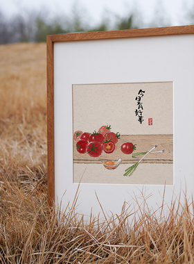 实木外框原创水墨餐厅装饰画