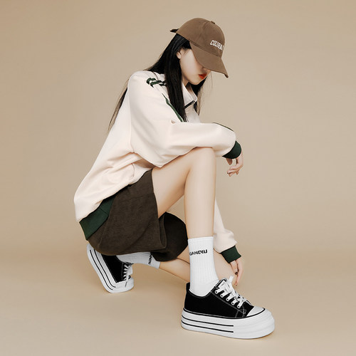 HUANQIU短筒训练袜子女3双健身运动休闲中筒舒适速干高筒纯棉吸汗 - 图3