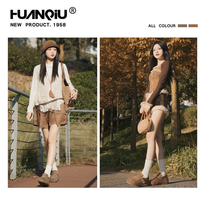 环球复古全包勃肯鞋女款2025秋冬新款爆款一脚蹬单鞋软底舒适女鞋,淘宝优惠券,粉丝福利购,淘宝优惠卷