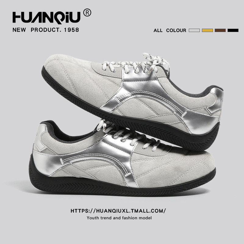 环球银色德训鞋男款春季2026新款潮流百搭休闲板鞋小众复古鞋子男,淘宝优惠券,粉丝福利购,淘宝优惠卷