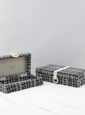 欧式木质布料大容量双层首饰盒