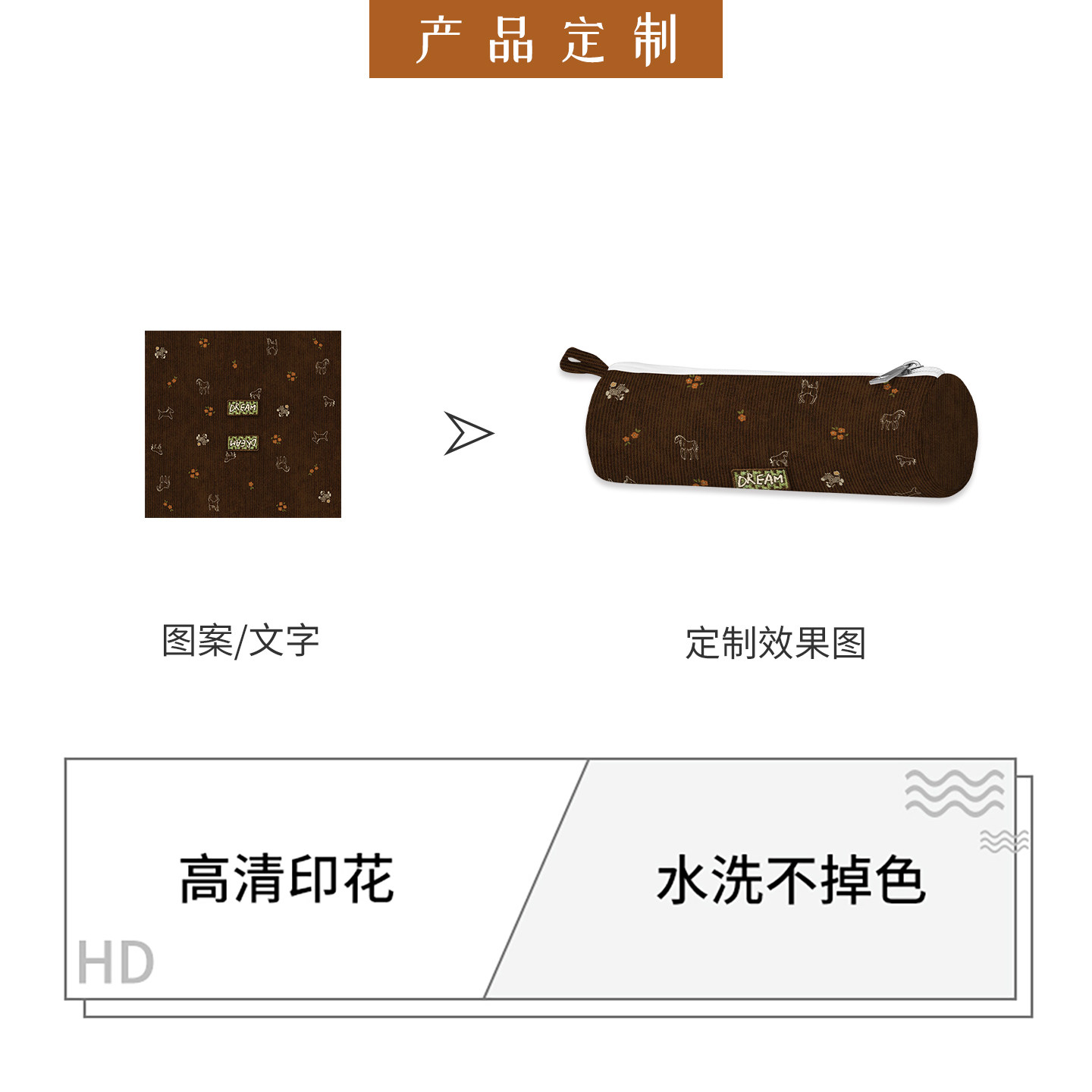 Print what you want, original pony and flower pencil bag, versatile, kindergarten, first grade, junior high school students, primary school students, children's canvas, high-looking, ins-style New Year's gift, niche non-colliding striped pencil case