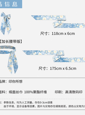 印你所想原创蓝色长条搭配丝巾女腰带定制系脖高级感颈饰绑包绑发