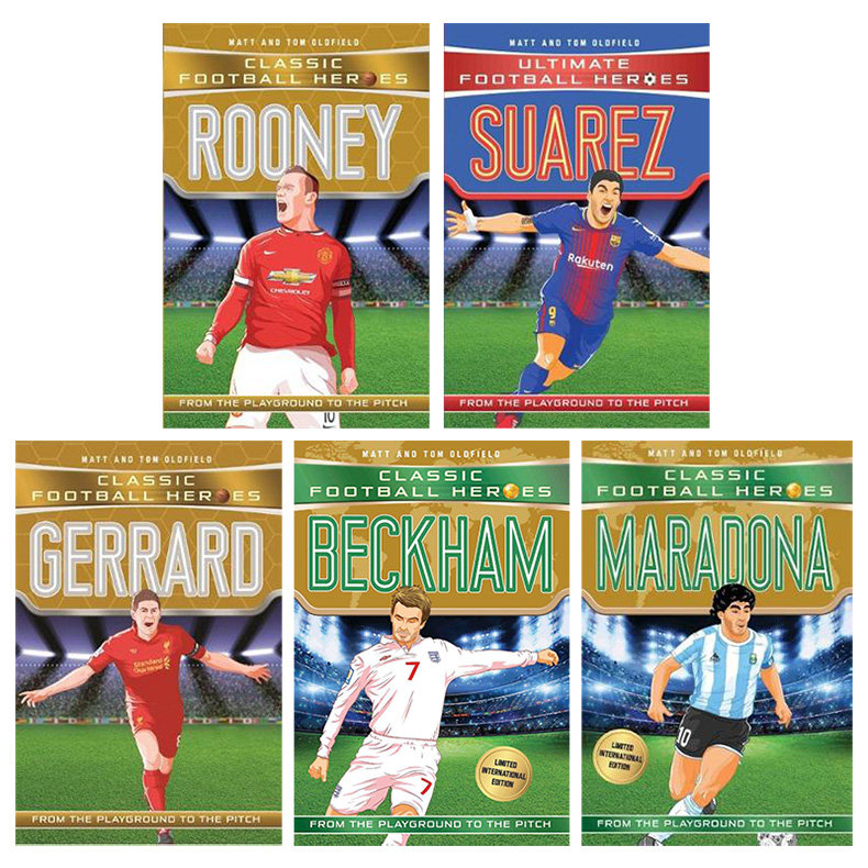 经典足球明星人物传记5册 英文原版 Classic Football Heroes 贝克汉姆 马拉多纳 鲁尼 英文版儿童励志章节小说读物 进口英语书籍