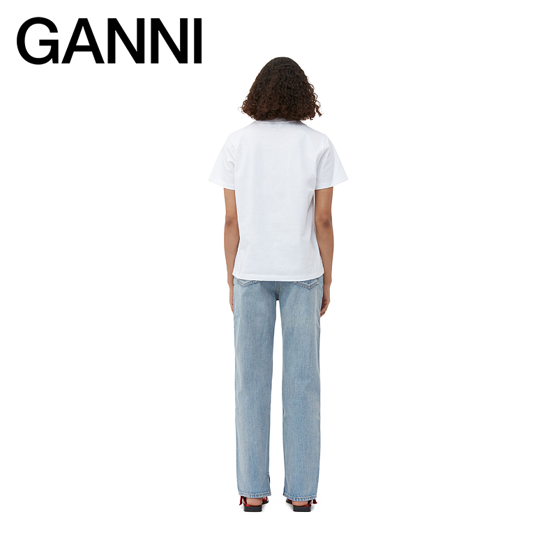 【甄选折扣】GANNI女装 Lovy淡做旧设计直筒牛仔裤 J1150565 - 图1