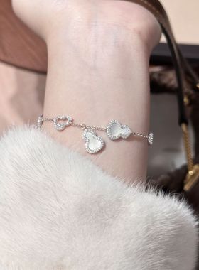 红薯同款S925纯银福禄双全天然白贝母六葫芦手链新中式气质手饰