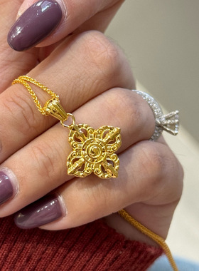 S925纯银宫廷复古雕花镶钻十字金刚杵项链女款高级感秋冬毛衣链