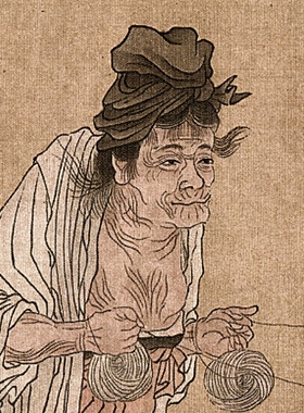 宋画王居正纺车图卷高清国画人物临摹画稿微喷国画画心工笔人物