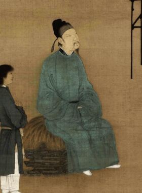宋徽宗听琴图卷轴挂画国画中式书房客厅玄关品茶装饰画仿古字画