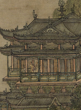 沈苍怡园图册高清微喷明清山水界画临摹绢布画稿亭台楼阁山水画范