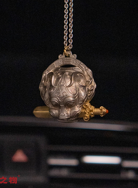 虎咬剑纯铜挂件国学摆件复古潮流