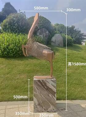 大型金属钢丝鹿创意镂空摆件北欧风格家居动物抽象落地雕塑品