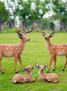 玻璃钢彷真梅花鹿雕塑景观装饰造景花园庭院动物公园户外落地摆件