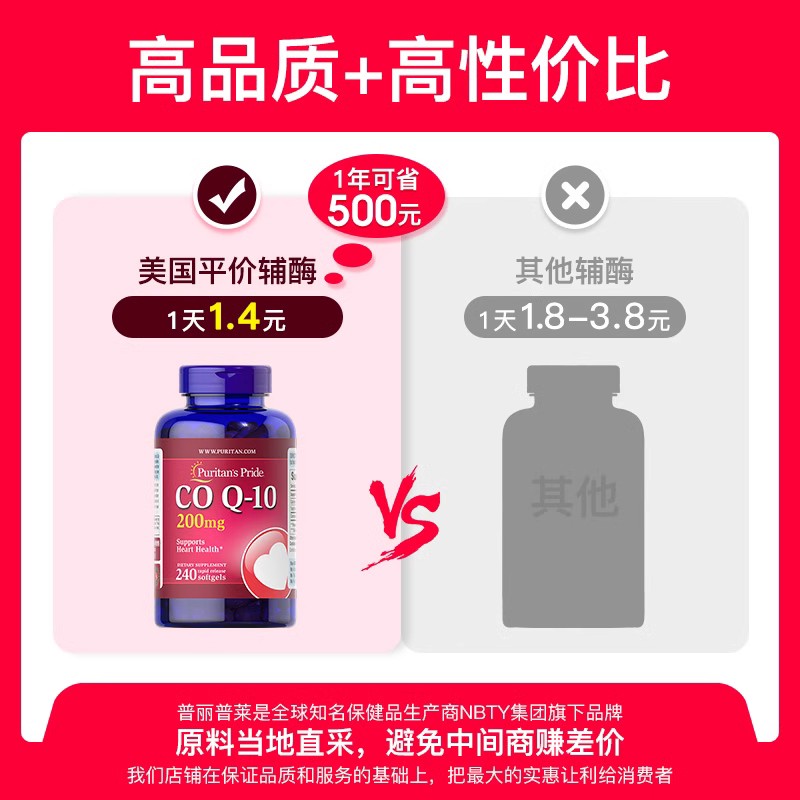 美国普丽普莱辅酶q10软胶囊ql0原装进口coq10心脏保健200mg240粒 - 图2