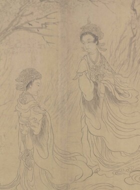 元 张渥 九歌图纸本水墨白描画古代名画高清数字微喷复制临摹范本