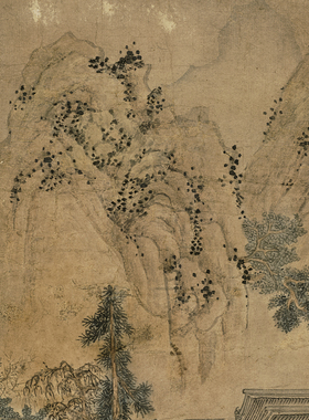 古代书法字画文征明山庄客至图挂轴条幅卷轴山水画真迹复制品装饰