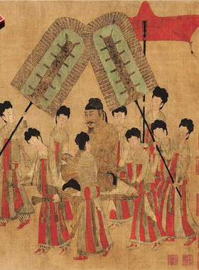 唐阎立本步辇图国画真迹复制品艺