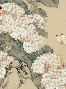 清代居廉草虫花卉湖石四屏图传统