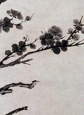 唐寅国画墨梅图复古水墨字画作品
